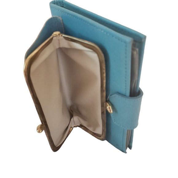 1970s Prince Gardner PRINCESS GARDNER Billfold Wallet Blue Bonded Leather NEW - Picture 3 of 6